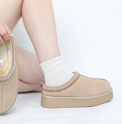 Braided Leather Outdoor Suede Slippers