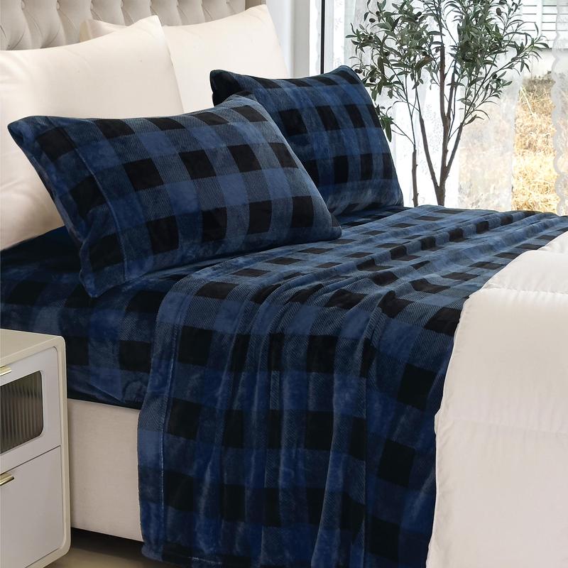 4-Piece Velvet Plush Flannel Sheet Set