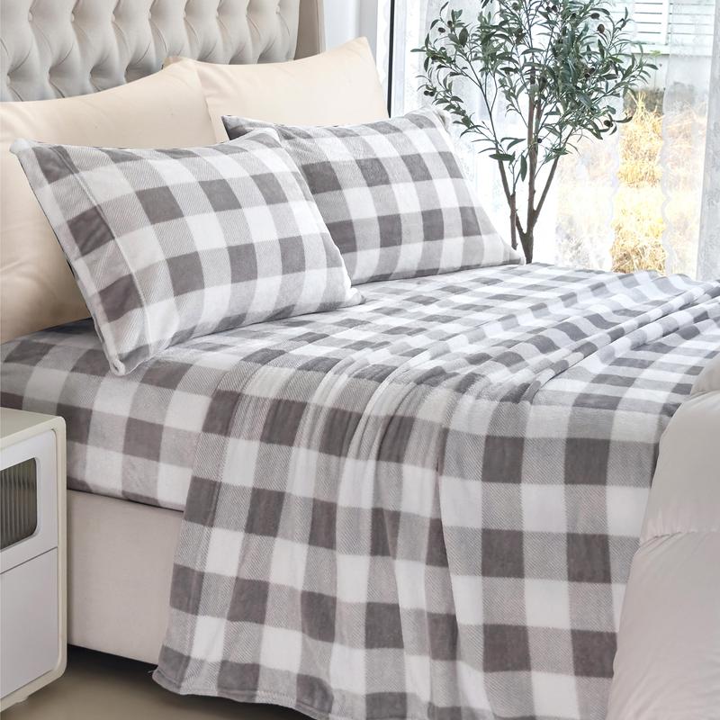4-Piece Velvet Plush Flannel Sheet Set