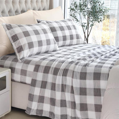 4-Piece Velvet Plush Flannel Sheet Set