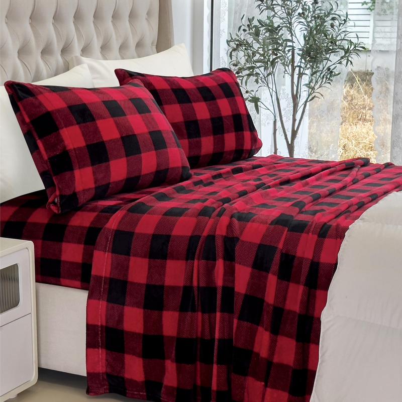 4-Piece Velvet Plush Flannel Sheet Set