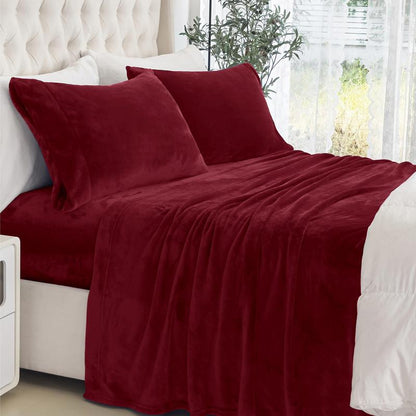 4-Piece Velvet Plush Flannel Sheet Set