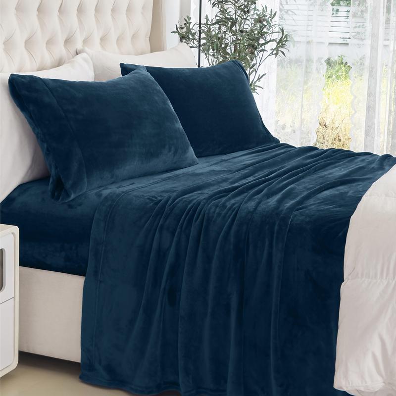 4-Piece Velvet Plush Flannel Sheet Set