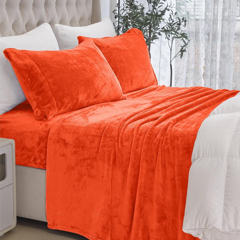 4-Piece Velvet Plush Flannel Sheet Set
