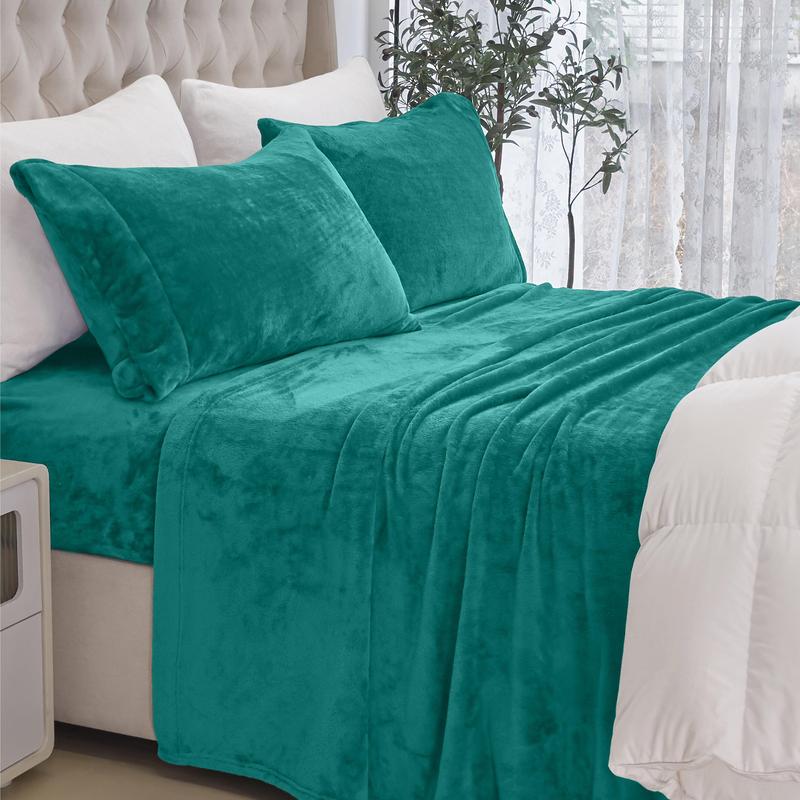 4-Piece Velvet Plush Flannel Sheet Set